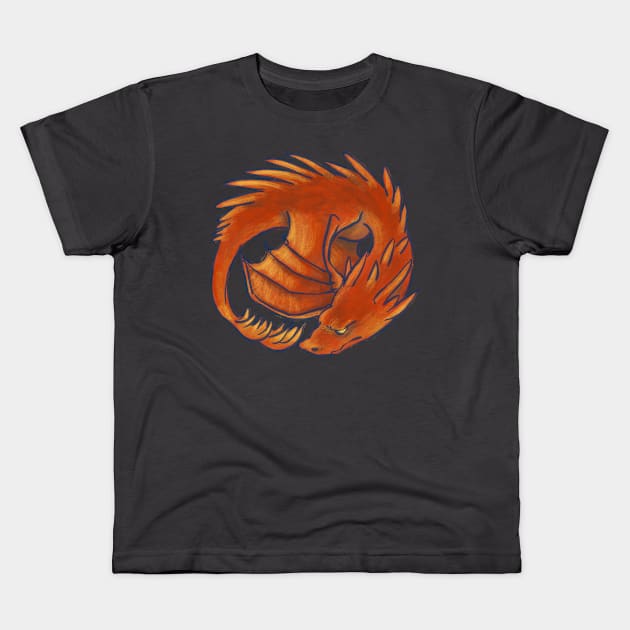 Red Little Wyvern Kids T-Shirt by Mirrortail